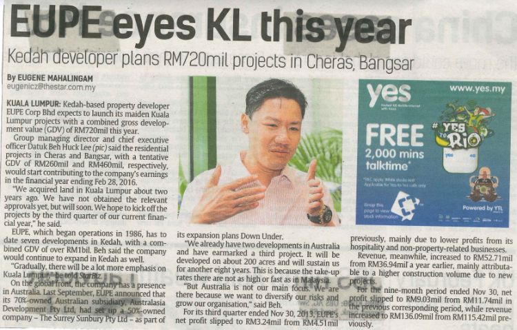 The Star: Eupe eyes KL this year