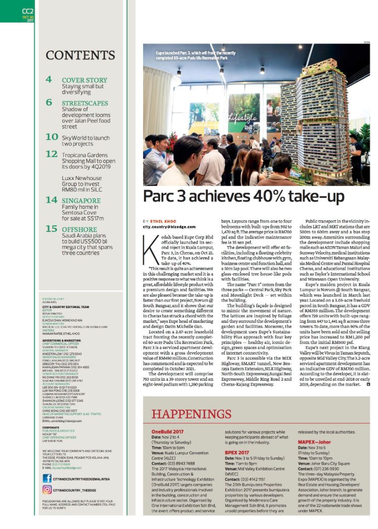 The Edge: Parc 3 achieves 40% take-up